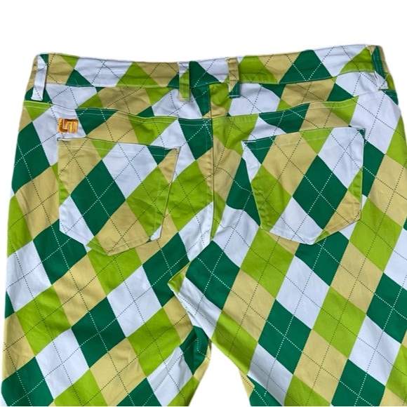 Loudmouth Golf Pants Argyle print slim Fit Women’s 34” Preppy Sporty Low Rise - Picture 4 of 10